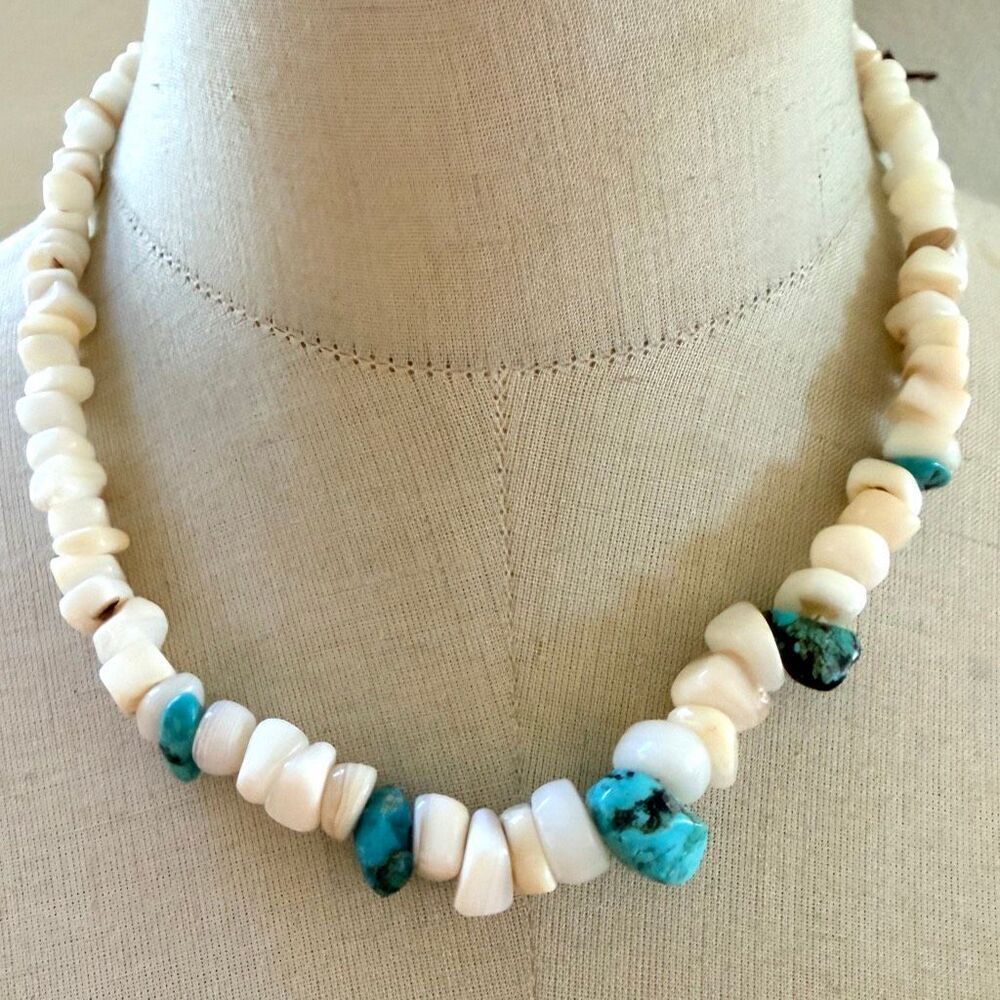 Shell & Turquoise Beaded Necklace